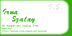 irma szalay business card